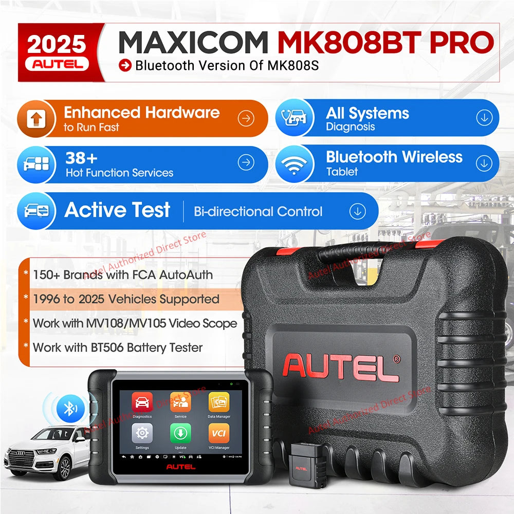 Autel MaxiCOM MK808BT PRO OBD2 Scanner – Bluetooth Car Diagnostic Code Reader, PK MK808KBT/MK808S