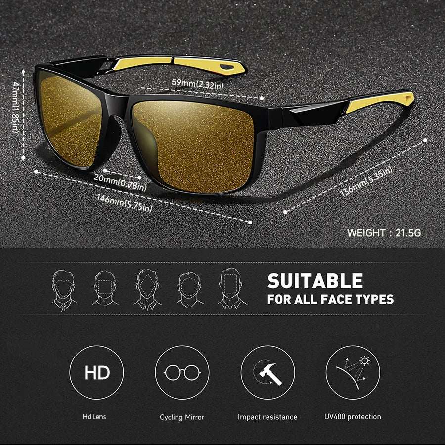 Vintage Square Frame Night Vision Glasses – Unisex Anti-Glare, Anti-Reflective UV400 Eyewear