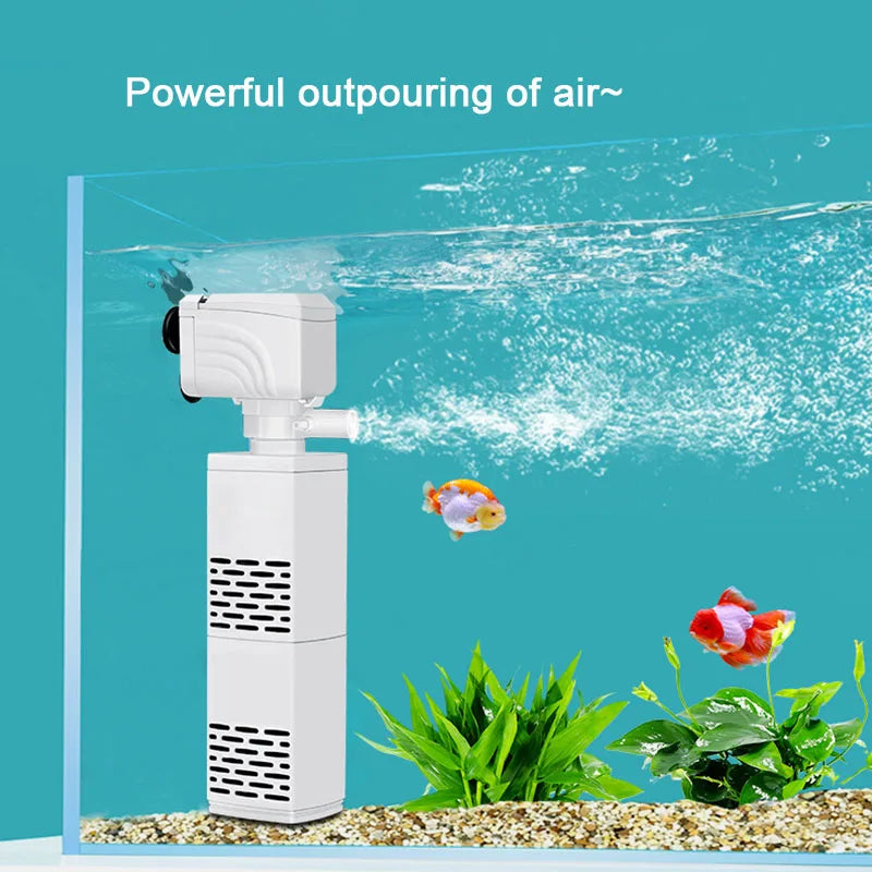 3 in 1 Aquarium Filter Pump – Silent Submersible Air Oxygen Aerator, Water Changer & Wave Maker, 220