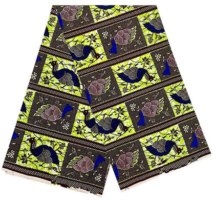 Cotton Batik Ankara Fabric - 100% African Wax Print Bronzing Golden Fabric 6 Yards for Dresses & Crafts