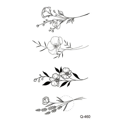 Waterproof Temporary Tattoo Stickers - Mini Black Rose, Butterfly, Arrow, Flower, Wings, Maori, and Snake Designs for Wrist and Neck