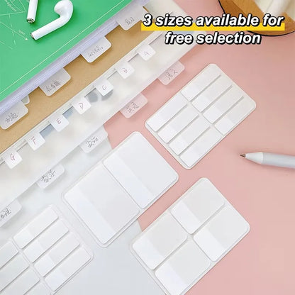 40/80/160-Page Frosted White Index Stickers - Transparent DIY Label Tabs for Office, School & Study Supplies