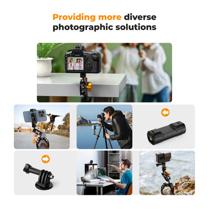 K&F Concept Multi-Functional Super Clamp with Double 360° Ball Head Magic Arm for GoPro, Insta360, DJI Osmo Action Camera, and Phone