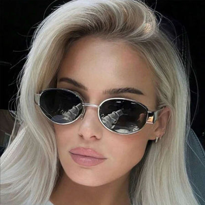 4PCS Oval Metal Fashion Sunglasses - Small Round Personality Beach Eyewear Accessories for Women