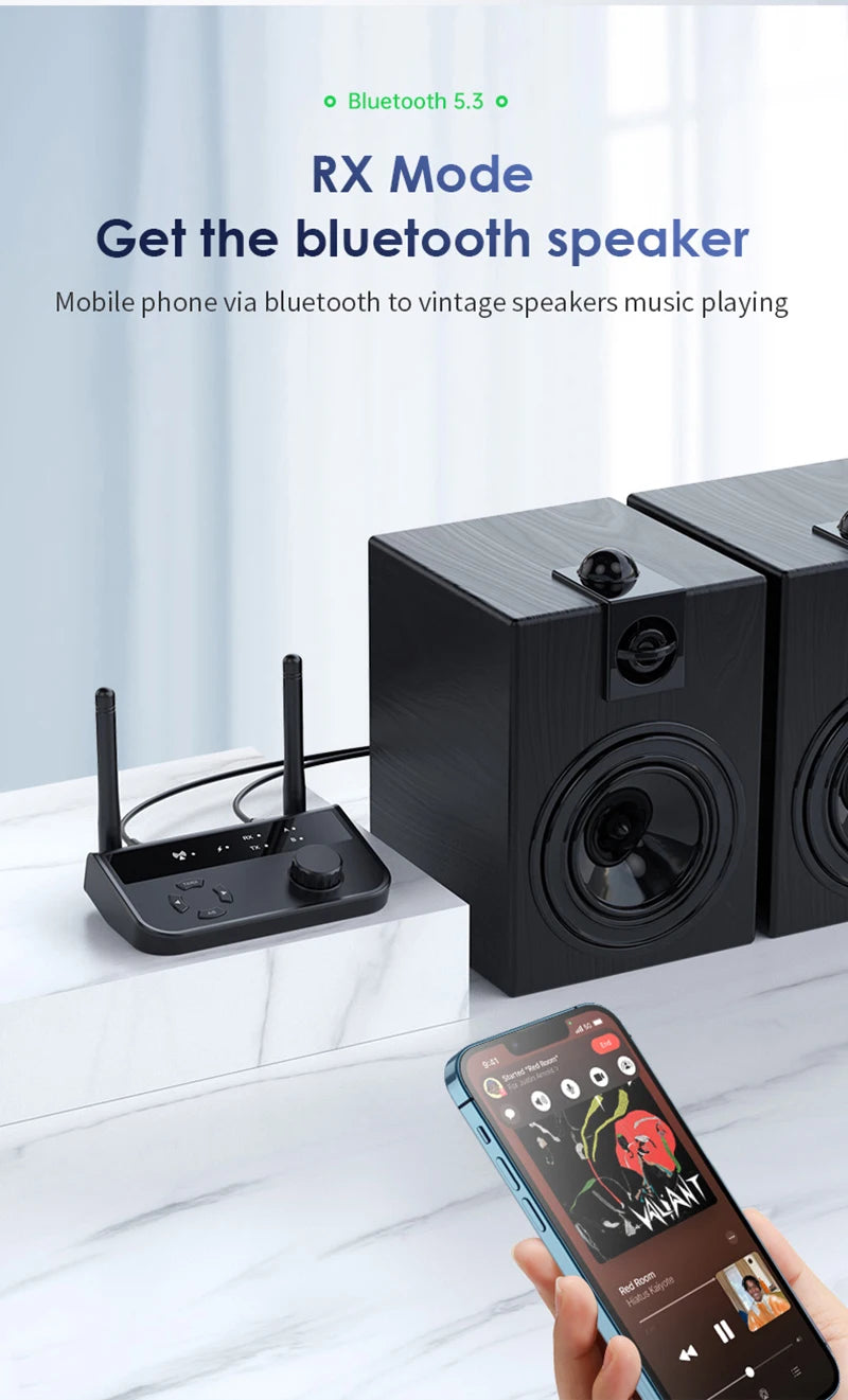 2-in-1 Bluetooth 5.3 Audio Receiver & Transmitter | 3.5mm AUX RCA Wireless Adapter for TV, Car, PC, Headphones