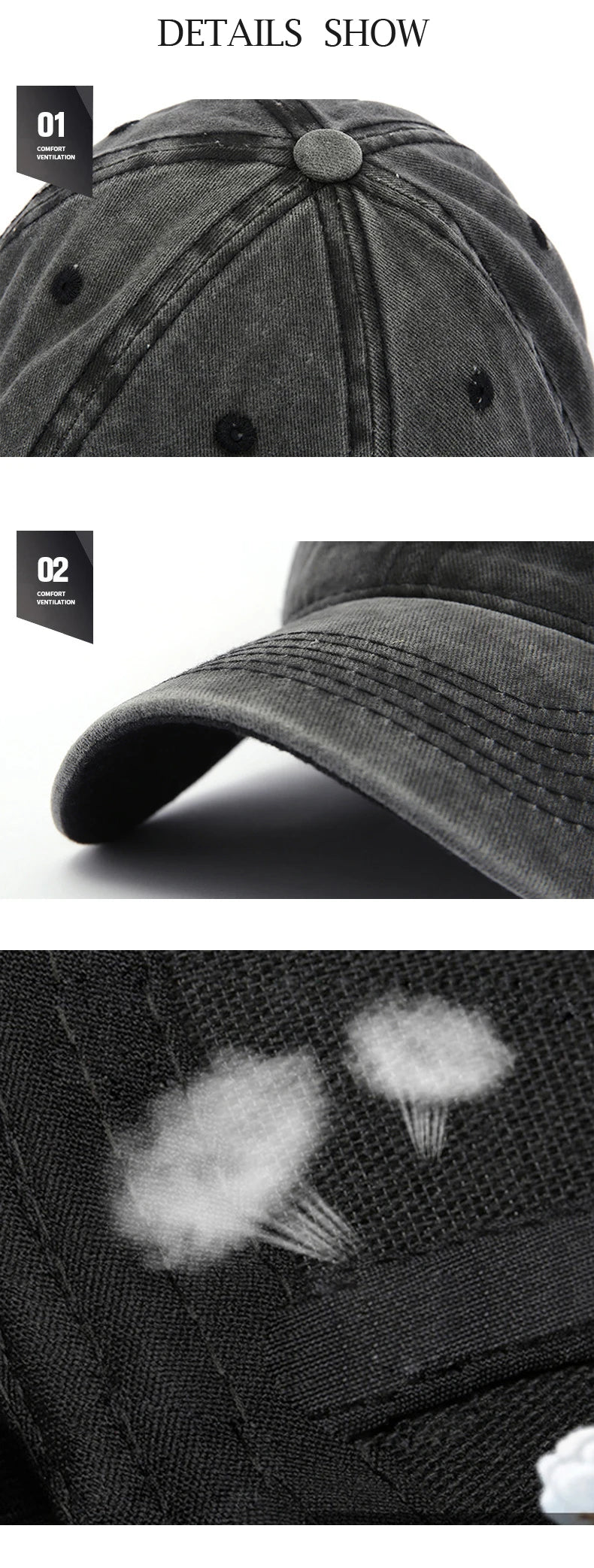 Baseball Snapback Cap – Pure Color Cowboy Hat, Water-Washed Hip Hop Fitted Cap for Men & Women, Spring & Autumn