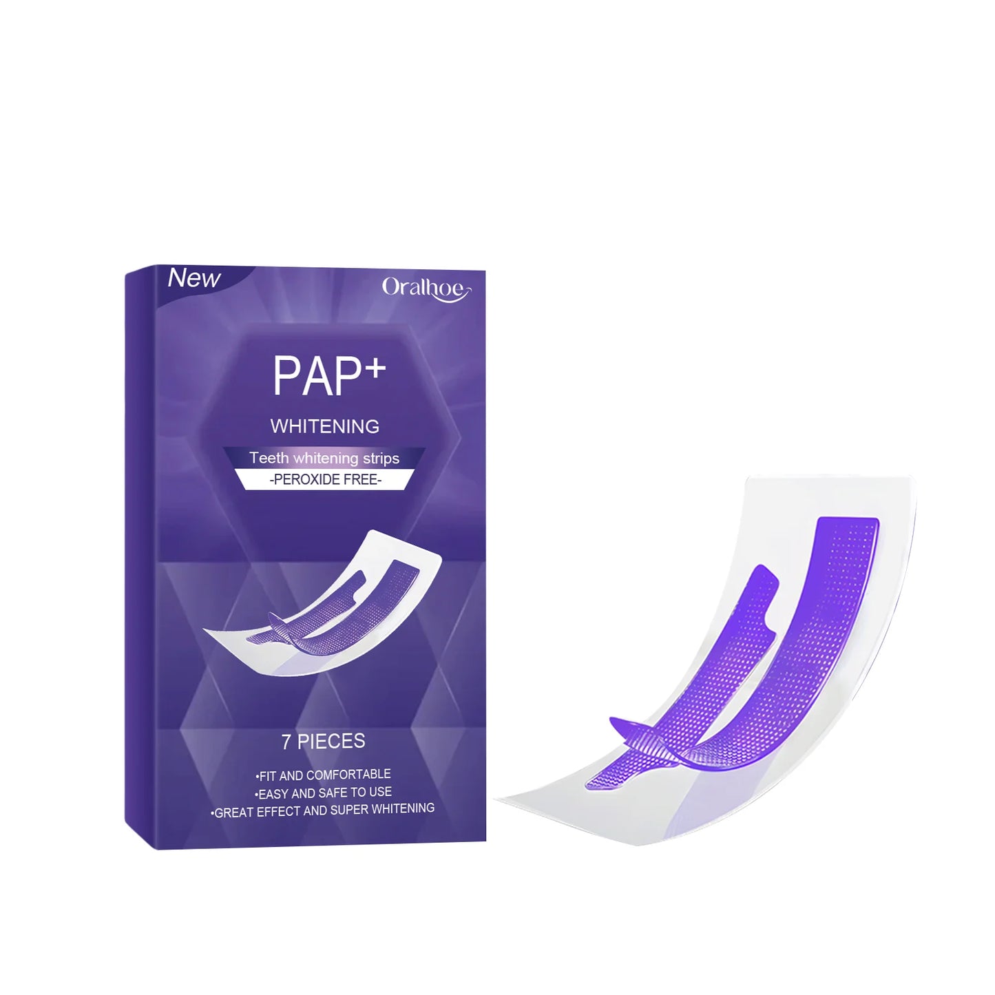 Purple Teeth Whitening Strips - Stain Removing Oral Care Strips for a Brighter Smile