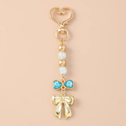Cute Bowknot Heart Keychain - Crystal Pearl Pendant Charm for Women, Girls & Handbag Decoration