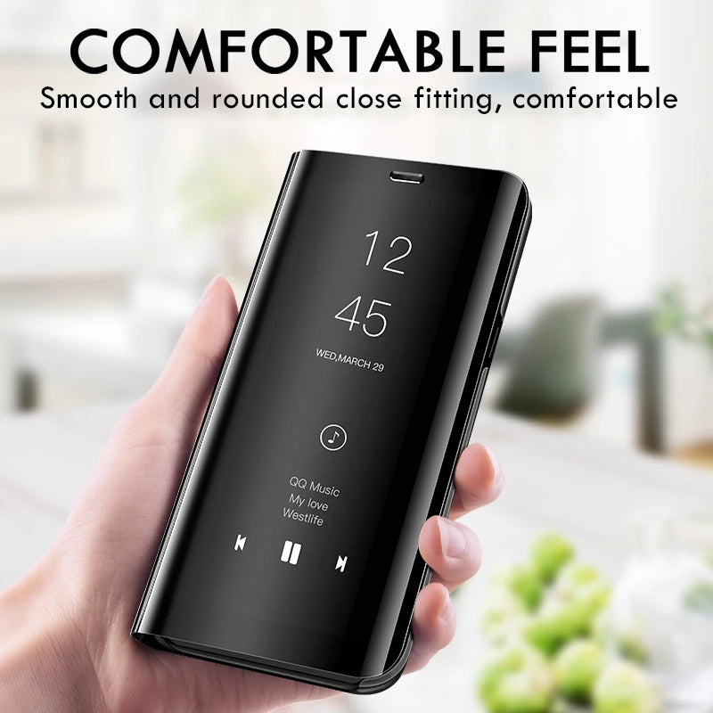 Smart Flip Case for Samsung Galaxy Z Fold – PU Leather Mirror Plating Kickstand Cover, Shockproof Funda for Fold 2/3/4/5/6 & W21/W22 5G
