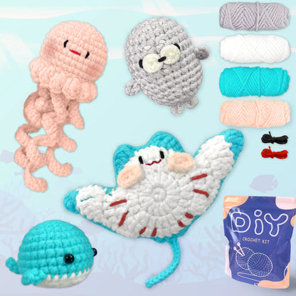 Animal Crochet Kit for Beginners - DIY Starter Set with Step-by-Step Knitting & Craft Supplies
