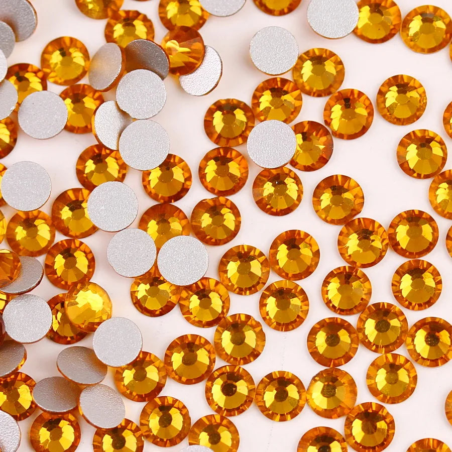 Glass Crystal Flatback Rhinestones Set SS6–SS30 – Non-Hotfix Round Glue-On Gems for Nail Art, DIY Crafts & Jewelry Decoration