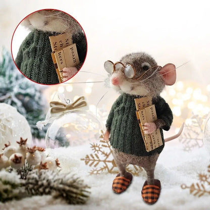 Cute Needle Felted Christmas Mouse – Handmade Holiday Ornaments & Craft Decorations