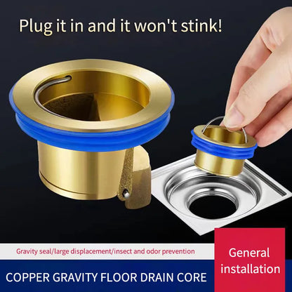 Copper Floor Drain Core: All-Copper Shower Drain Stopper for Insect-Proof, Anti-Odor Deodorization - Ideal for Kitchen, Bathroom, and Toilet Sewers