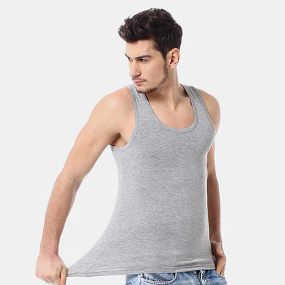 Men's Thin Cotton Vest – Solid Color, Slim Fit Sleeveless Shirt for Casual Wear, Fitness & All-Season Comfort