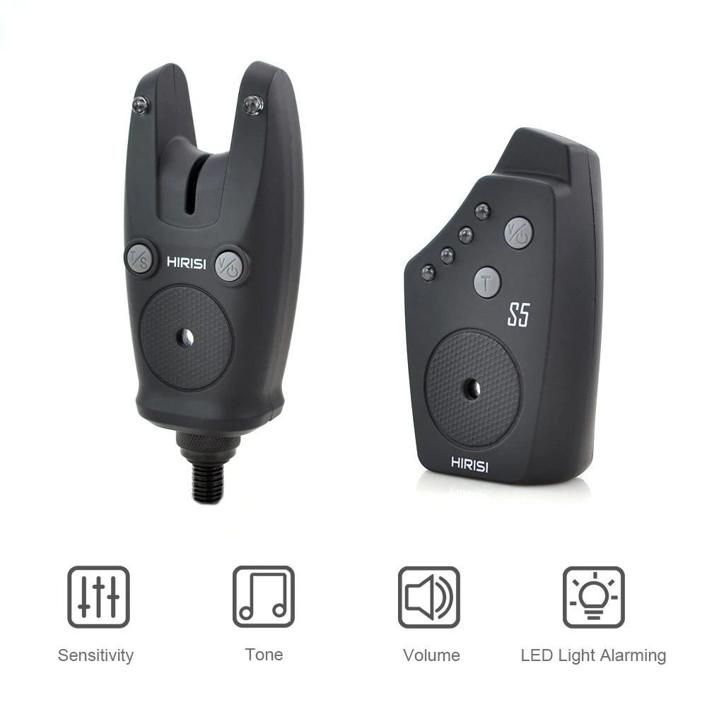 Hirisi Waterproof Wireless Carp Fishing Alarm Set - Fishing Bite Alarms with Bite Indicator, Fishing Accessories S5