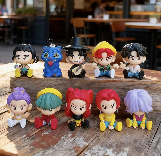 Q Version 10pcs Kpop Demon Hunters Action Figures – Tiger, Rumi, Mira & Zoey Collectible Dolls for Fans