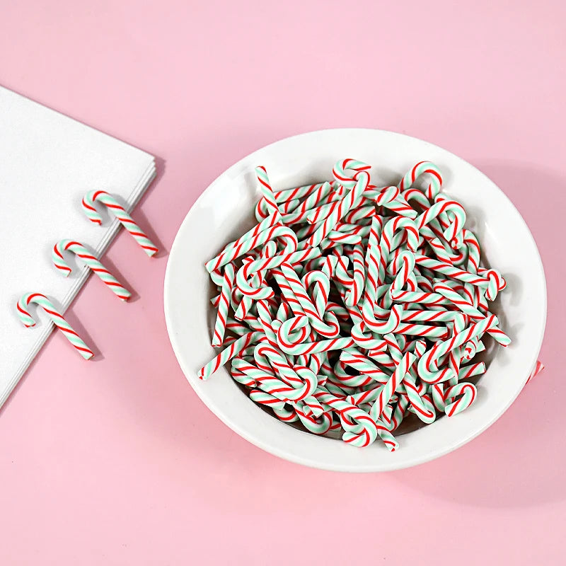 10/30/50pcs Mini Candy Cane Ornaments – Red & White Resin DIY Christmas Decorations for Home & New Year 2025