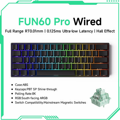 Akko MonsGeek FUN60 60% Mechanical Gaming Keyboard – Magnetic Switch, 8K Rapid Trigger, ARGB HE/TMR Custom Keyboard
