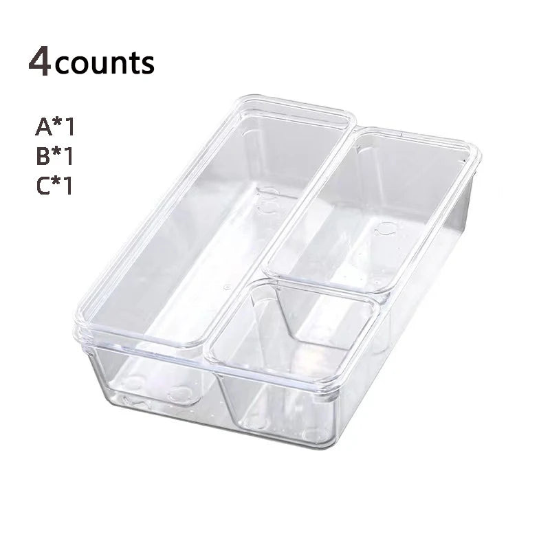 28PCS Clear Drawer Organizer Set - Multi-Size Storage Trays for Bathroom Vanity Kitchen & Bedroom