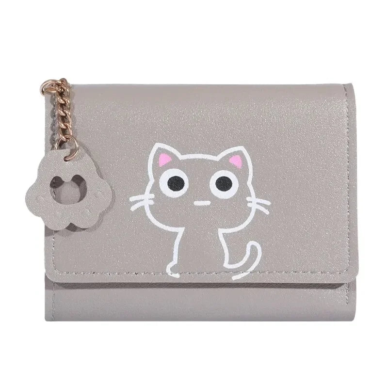 2023 New Cat-Themed Mini Wallet for Women - Cute and Fashionable Short Fold Design with Personalized Student Style