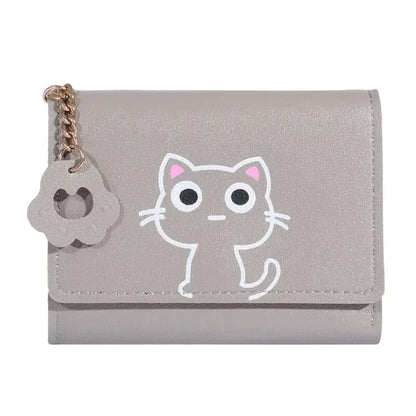 2023 New Cat-Themed Mini Wallet for Women - Cute and Fashionable Short Fold Design with Personalized Student Style