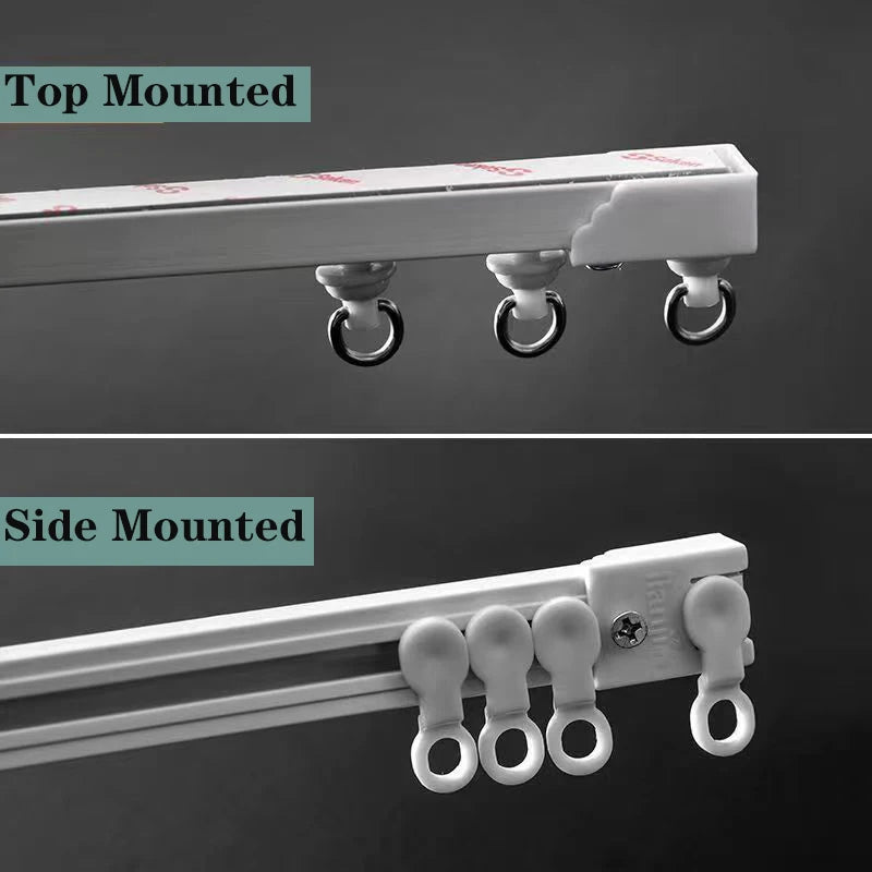 Strong Self-Adhesive Curtain Track: Nano Silent Sliding Top-Mounted or Side-Mounted Window Decor Accessory - No Punching Required