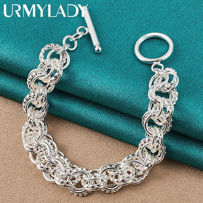 925 Sterling Silver Circle Bracelet – Elegant Fashion Jewelry for Wedding & Party, High-Quality Factory Price