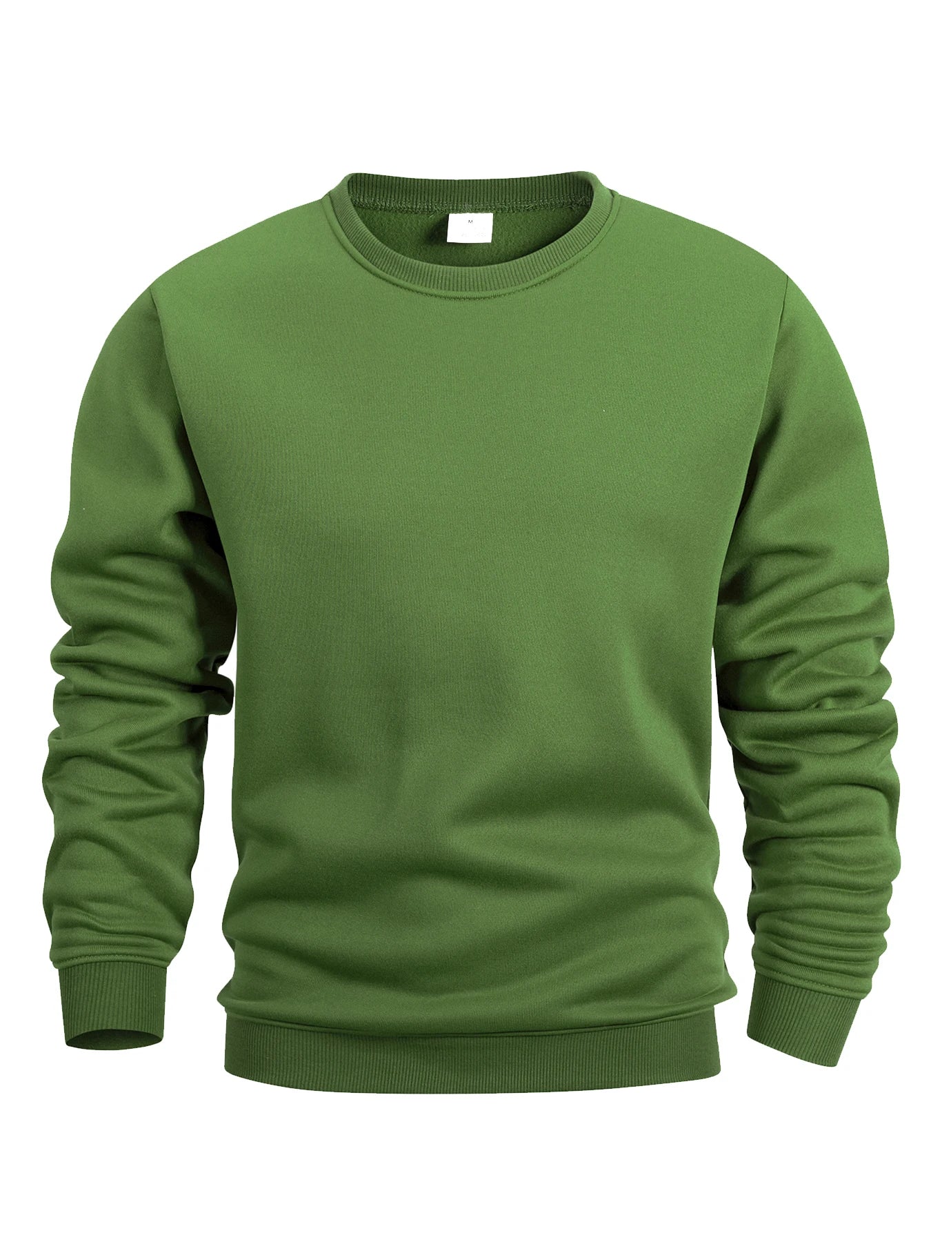 Men’s Crew Neck Sweatshirt — Solid Color Casual Long Sleeve Pullover for Spring Outdoor Sportswear