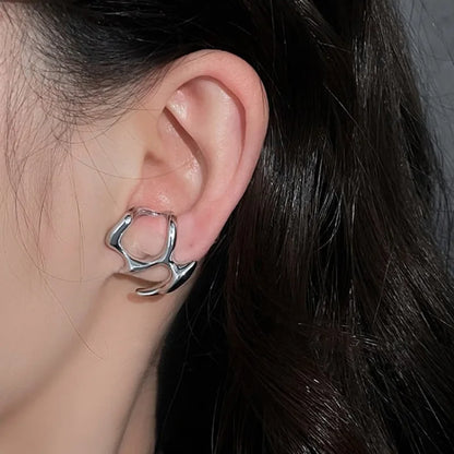 Fashion Punk Irregular Liquid Earrings – Metal Hollow Clip Earrings for Girls, Y2K Hip-Hop Party Jewelry Gifts