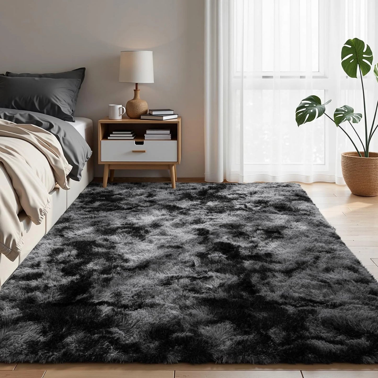 Minimalist Fluffy Area Rug - Slip-Resistant Living Room, Kids Room & Bathroom Home Decor Mat