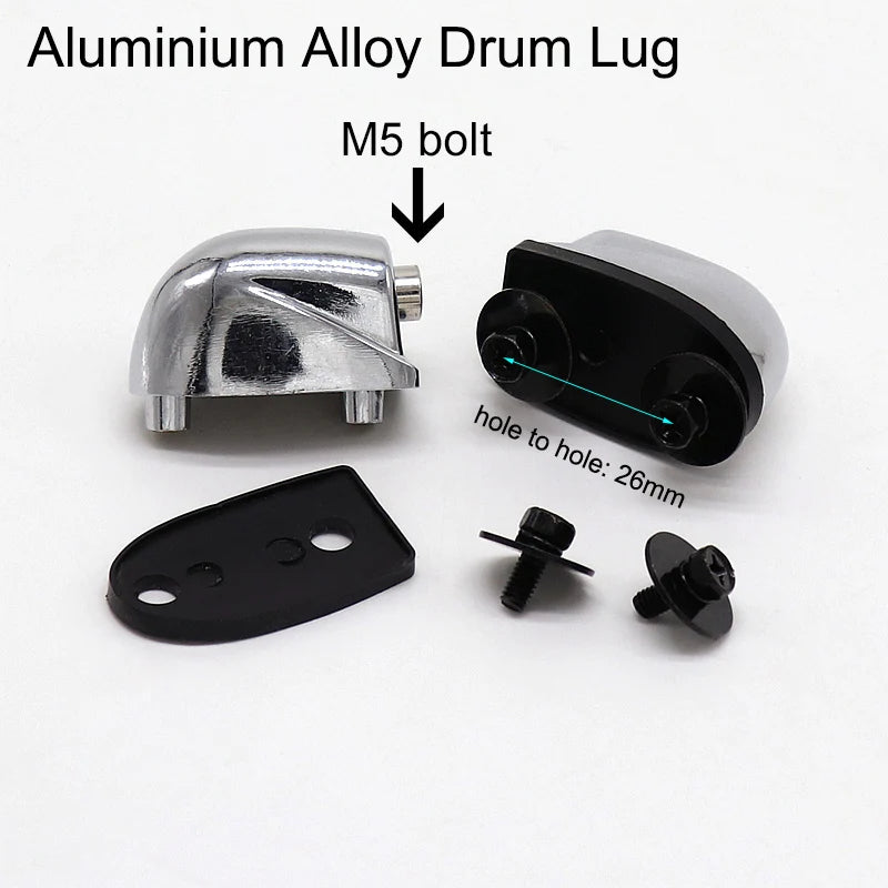 High-Quality Silver Double-Side Snare & Tom Drum Lugs – Includes Screws and Washers