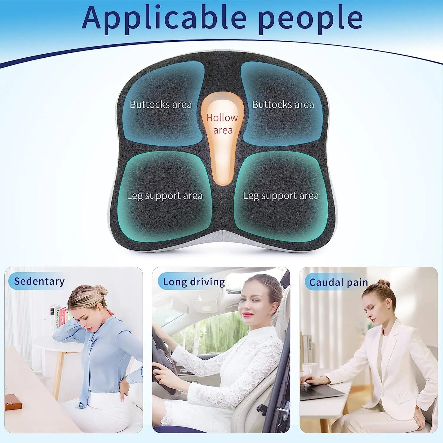 Memory Foam Seat Cushion for Back & Sciatica Pain Relief – Prostate Support Hip Shaping Cushion