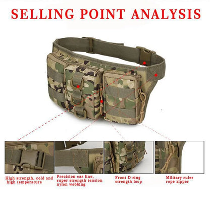 Men’s Waterproof Oxford Cloth Belt Bag – Outdoor Waist Pack for Hiking, Camping, Fishing, and Mountaineering