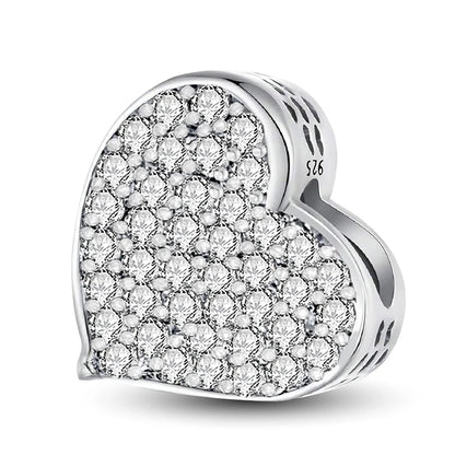 925 Sterling Silver Paw Heart Charm - Zircon Red Love Pendant Bead for DIY Bracelets & Women’s Fine Jewelry