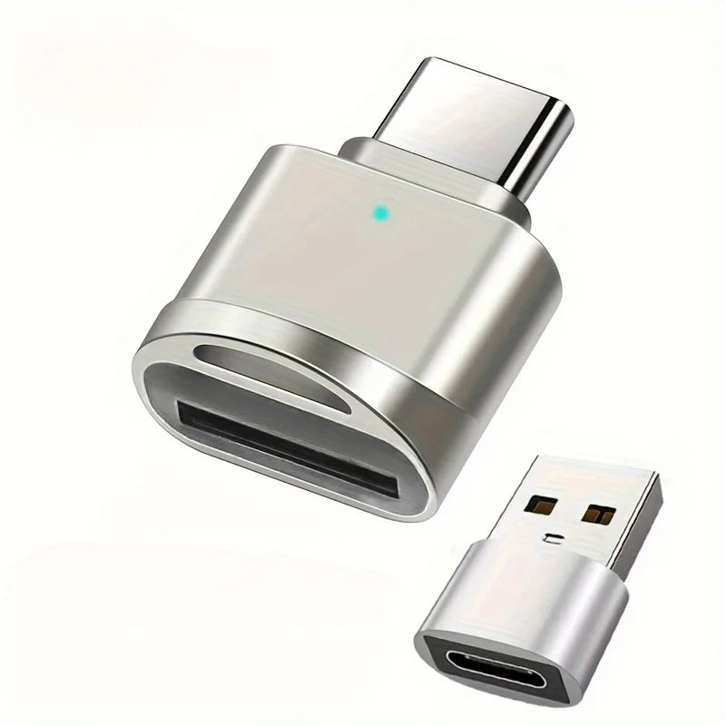2-Pack USB-C SD TF Card Reader - Zinc Alloy Memory Card Adapter for iPhone 15–17 Pro Max, MacBook, Laptop & Samsung Devices