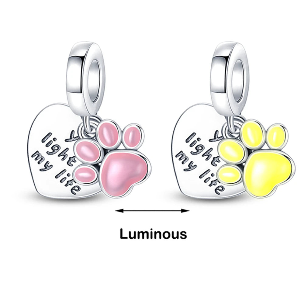 Chameleon Luminous Firefly & Butterfly Silver-Plated Charms - 925 Silver for DIY Bracelet Jewelry Making