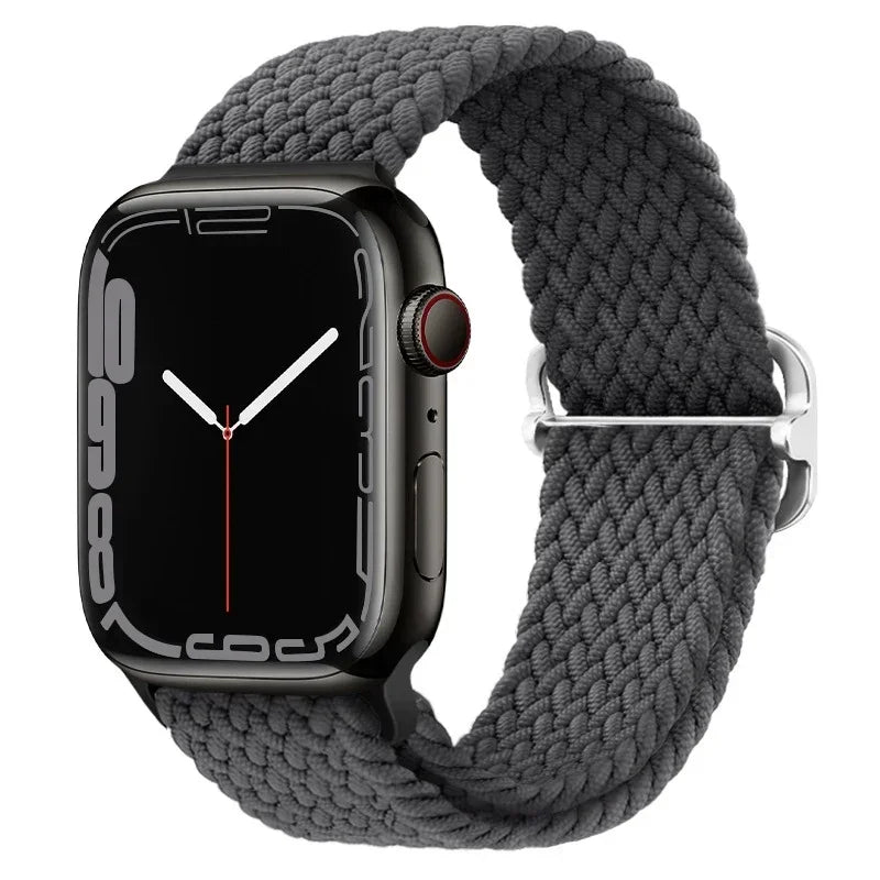 Braided Nylon Apple Watch Band – Adjustable Sport Strap Compatible with Ultra 2, Series 10/9/8/7/6/SE (40–49mm) Wrist Bracelet