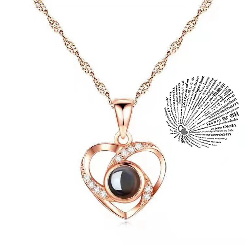 Projection Necklace - 100 Languages 'I Love You' Pendant Necklaces for Lover, Girlfriend - Creative Couple Romantic Jewelry Gifts 2024