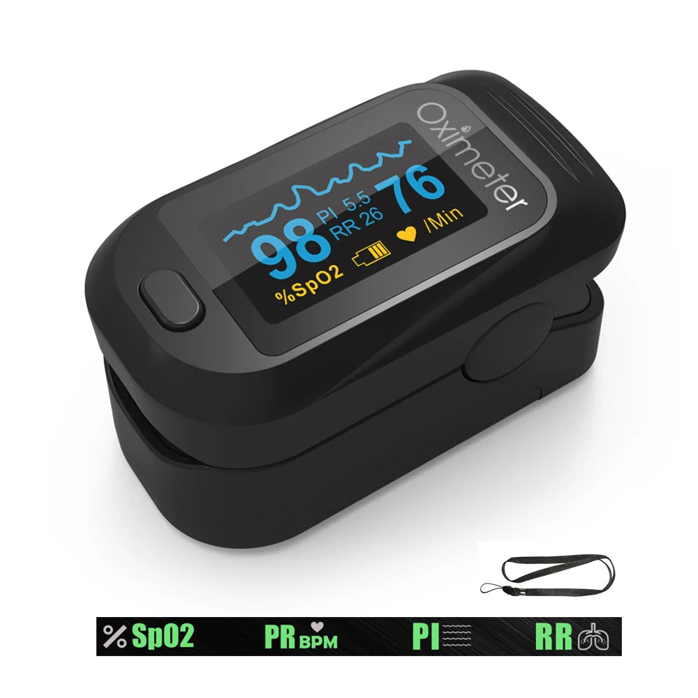 Portable Professional Finger Pulse Oximeter – Digital OLED Blood Oxygen, Heart Rate Health Monitor Tool