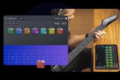 AeroBand Painless Smart Guitar - Silicone Strings, Bluetooth, 8 Sounds, USB MIDI Function, Ideal Gift for Adults