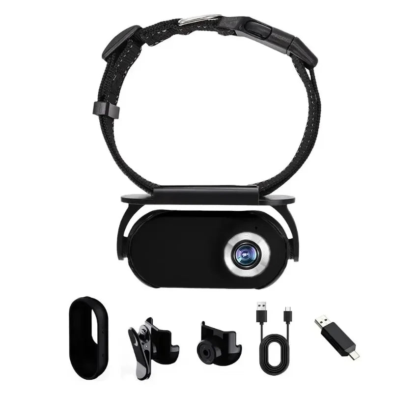 Pet Collar Action Camera - 170° Wide-Angle Mini Video Recorder for Dogs and Cats, No WiFi Needed