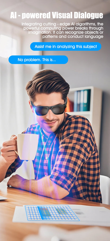 AI Smart Glasses with Camera — Bluetooth Calls, Voice Assistant, Navigation, Waterproof Smart Sports Wearable