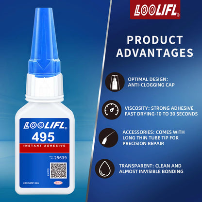 LOOLIFL 401 Super Glue 20g – Strong Multi-Purpose Adhesive for Glass, Wood, Ceramic, Metal, DIY Crafts, and Home Repairs