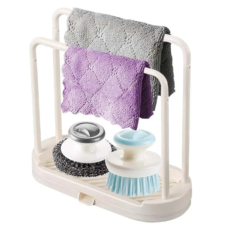 Kitchen Sink Drain Rack — Storage Basket for Sponge, Rag, and Wire Ball, Kitchen Accessories Shelf
