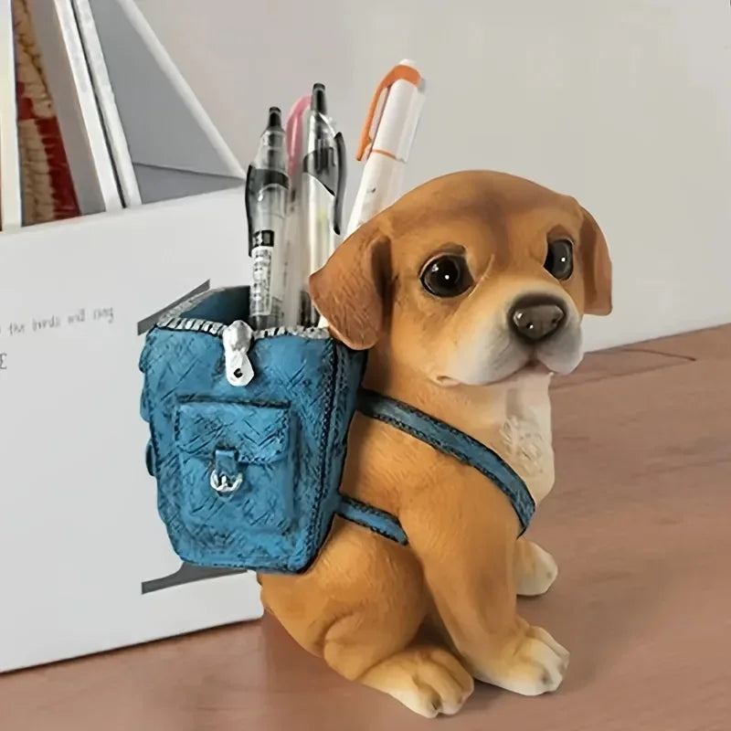 Dog-Shaped Desk Organizer – ABS Material Backpack Design with Pen Holder, Creative Polished Portable Office Accessory