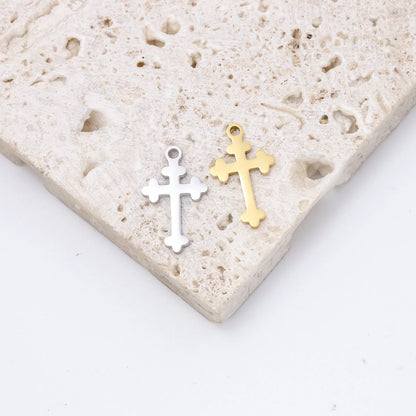Stainless Steel Cross Charms Set - 5Pcs DIY Jewelry Pendants for Bracelets, Earrings & Necklaces