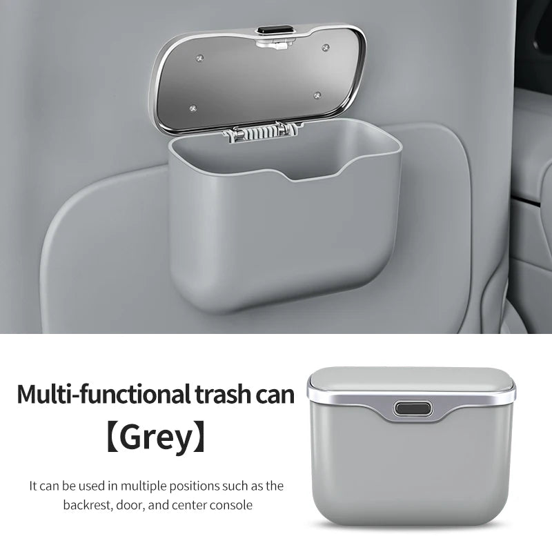 Multifunctional Car Trash Can with Lid – Hanging Storage Bin for Wet & Dry Use, Auto Interior Organizer Box Accessory
