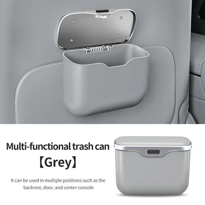 Multifunctional Car Trash Can with Lid – Hanging Storage Bin for Wet & Dry Use, Auto Interior Organizer Box Accessory