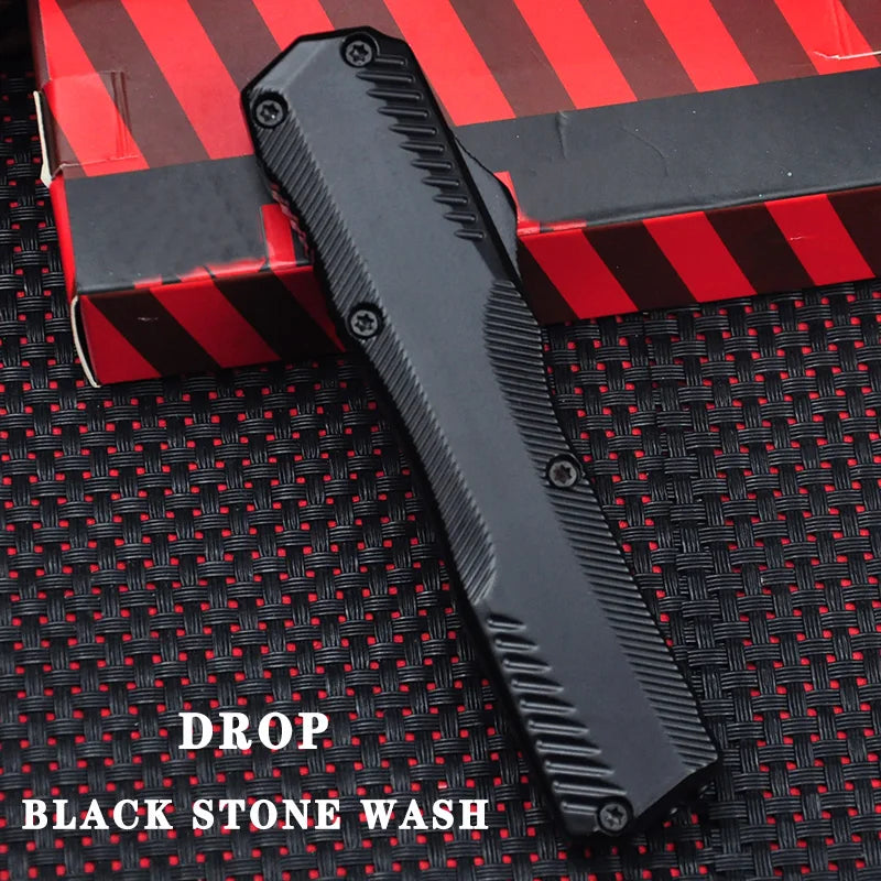 KS9000 OTF Knife – D2 Steel Full/Serrated Blade, Zinc Alloy Handle, Outdoor Hunting & EDC Tool