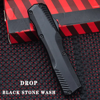 KS9000 OTF Knife – D2 Steel Full/Serrated Blade, Zinc Alloy Handle, Outdoor Hunting & EDC Tool